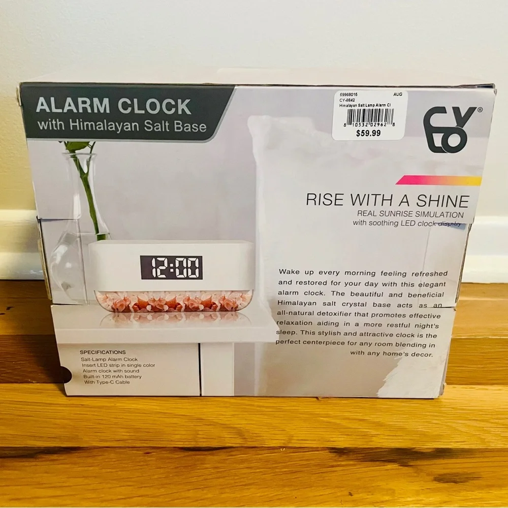 Rise With A Shine Alarm Clock w Himalayan Salt Base Real Sunrise Simulation NIB